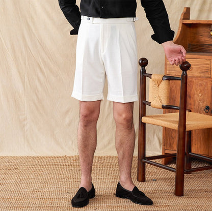 Cagliari Pleated Seersucker Waffle Shorts