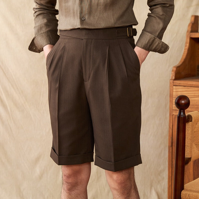Gurka Pleated Bermudas in Linen Blend Roma