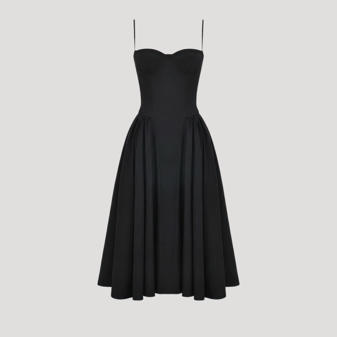 Floral Corset Midi Dress – Fitted Summer Party Dress