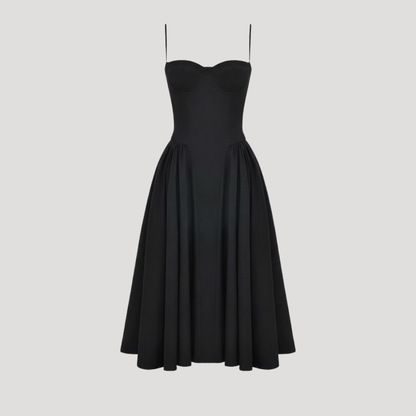 Floral Corset Midi Dress – Fitted Summer Party Dress