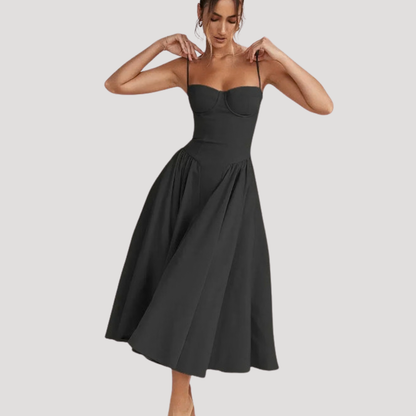 Corset Bodice Midi Dress for Holidays