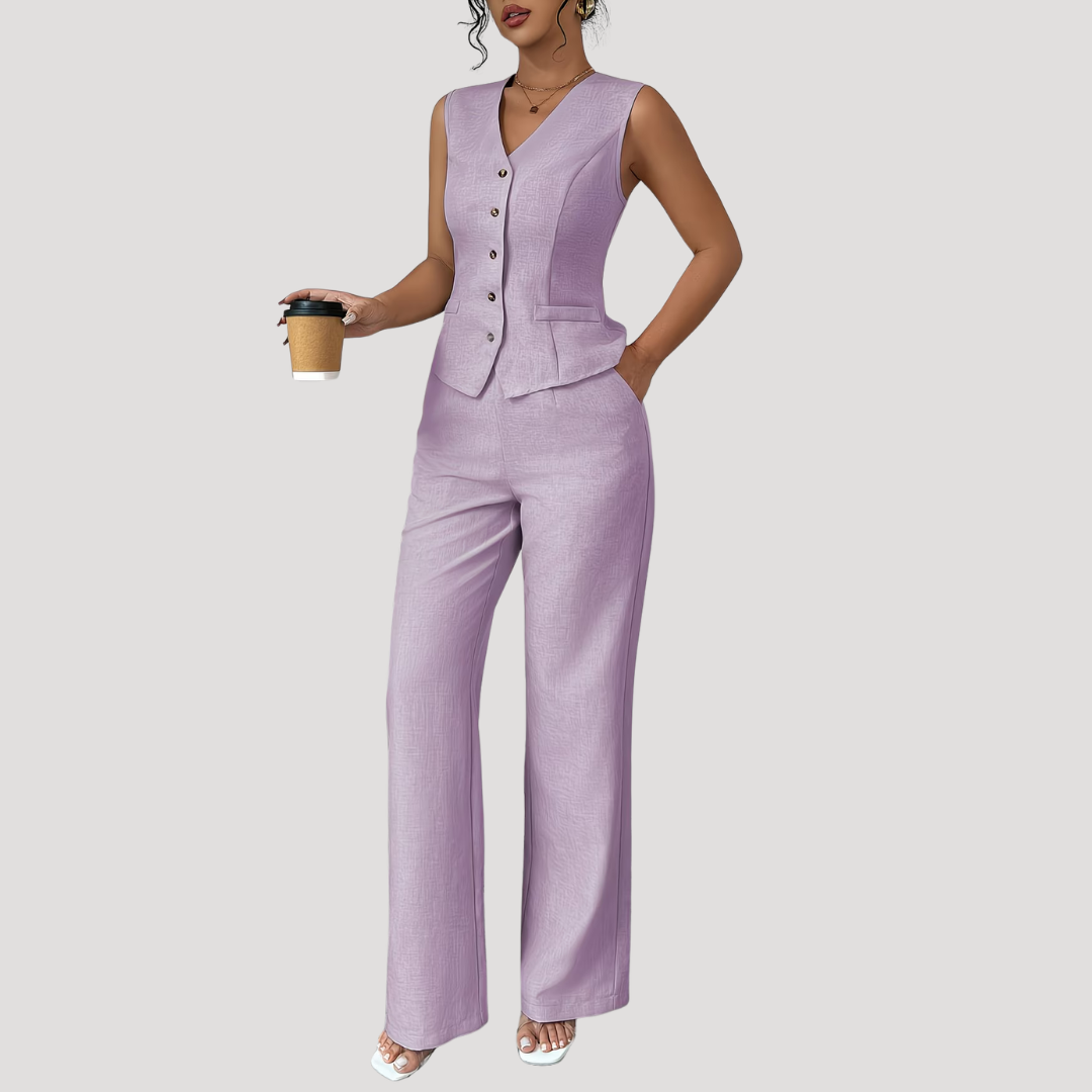 Women’s Elegant Tailored Waistcoat Trouser Co Ord Set