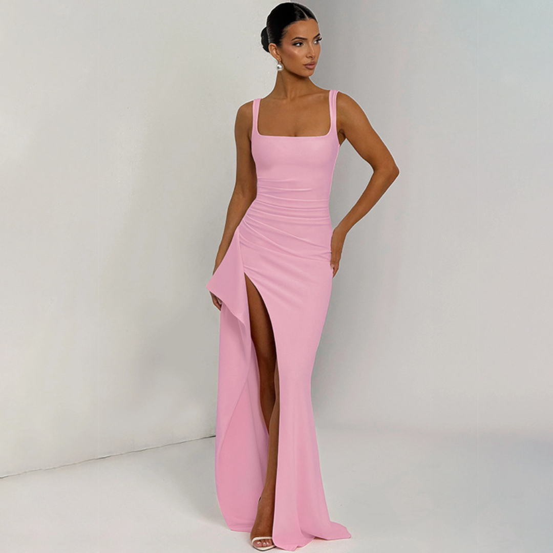 Elegant Square Neck Maxi Dress for Evening Events