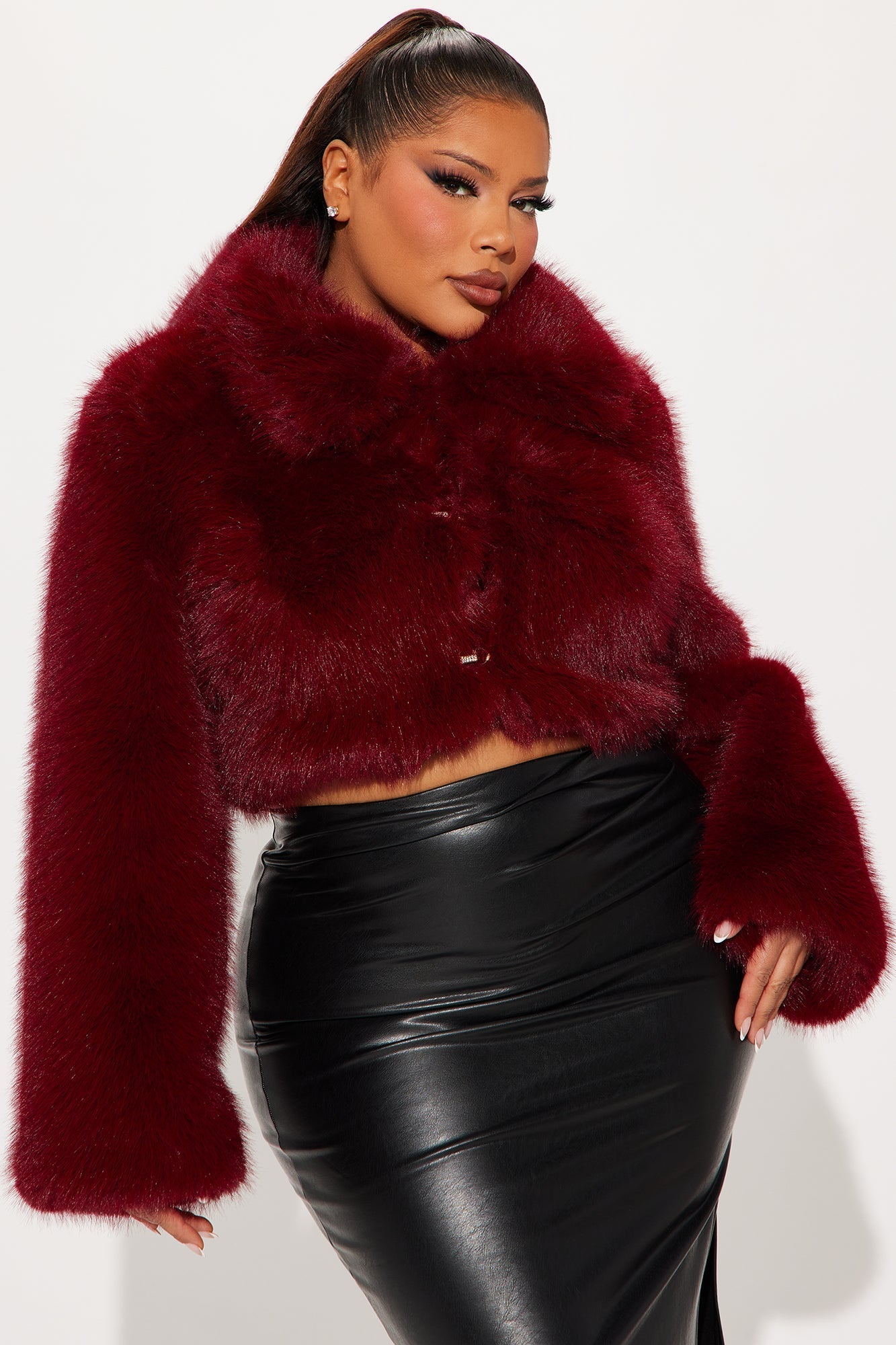 Faux Fur Coat "Kind Of Bossy" - Burgundy