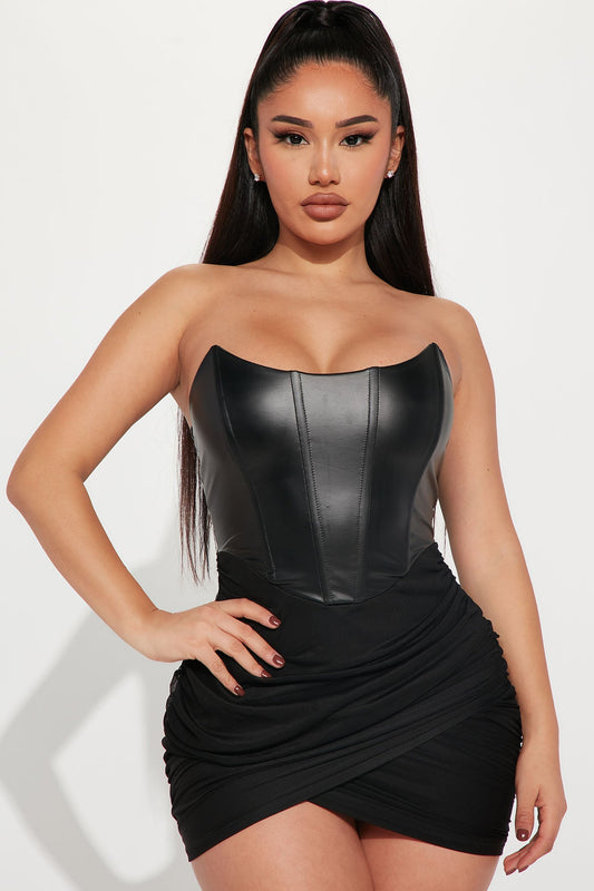 Mila Mini Corset Dress - Black