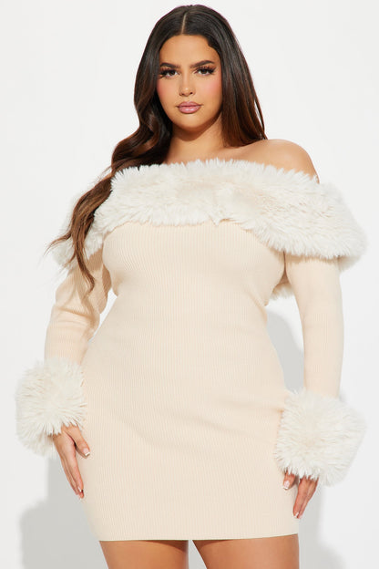 Maci Mini Knit Dress - Beige