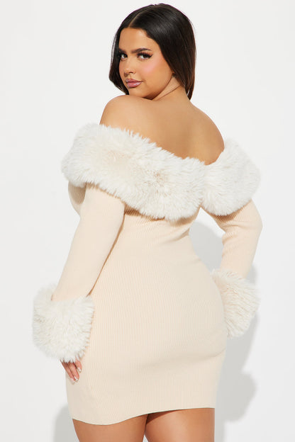 Maci Mini Knit Dress - Beige