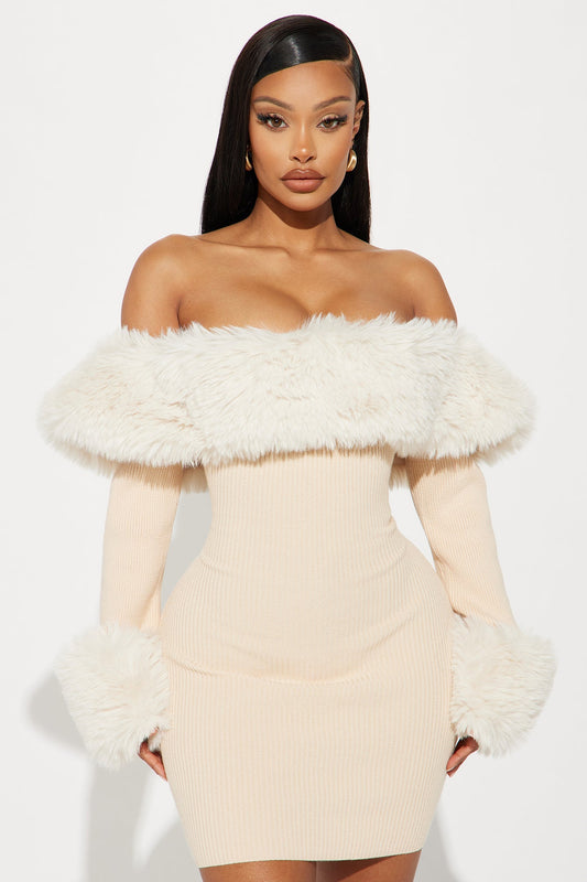 Maci Mini Knit Dress - Beige