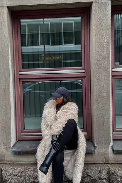 Nikita Faux Fur Trench Coat - Tan