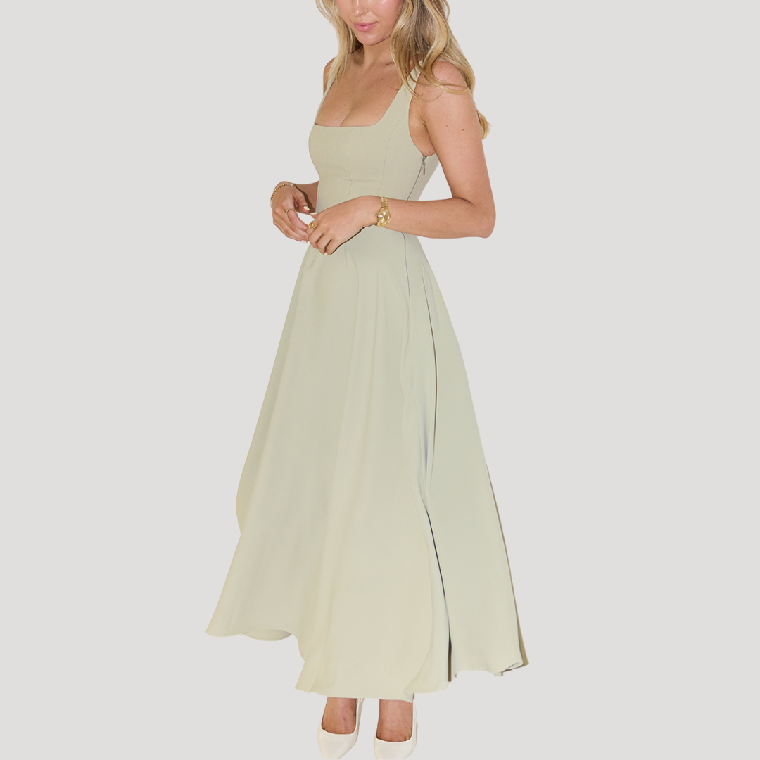 Women’s Elegant Wedding Guest Square Neck Midi Dress