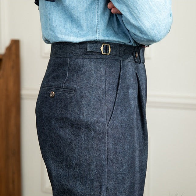 Pleated Cotton Denim Trousers Vatican
