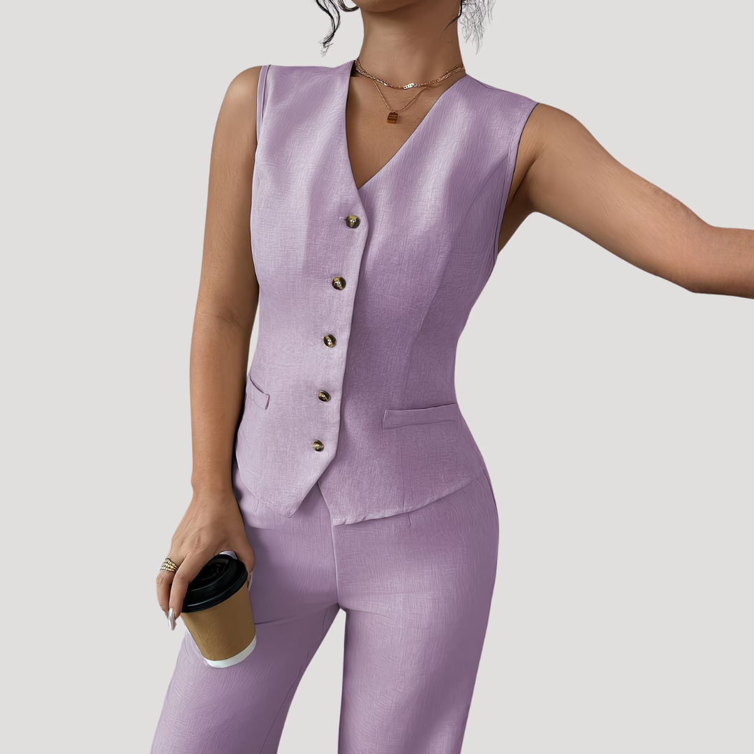 Women’s Elegant Tailored Waistcoat Trouser Co Ord Set