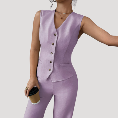 Women’s Elegant Tailored Waistcoat Trouser Co Ord Set