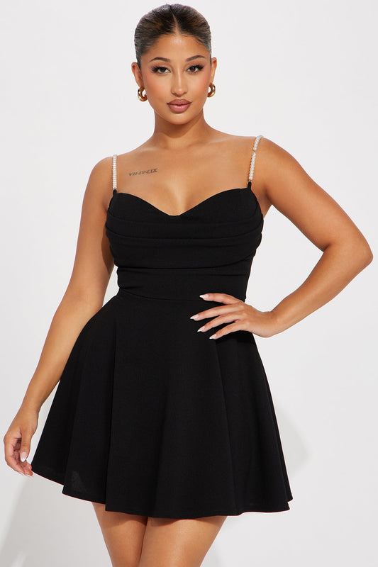 Mini Crepe Knit Dress - Black