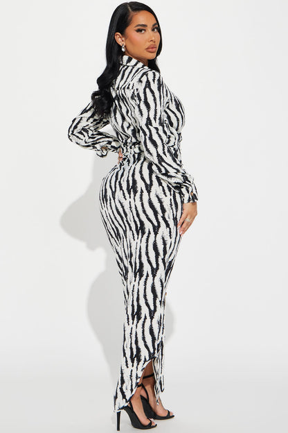 Silva Maxi Crepe Dress - Black/White