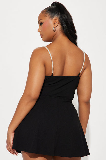 Mini Crepe Knit Dress - Black