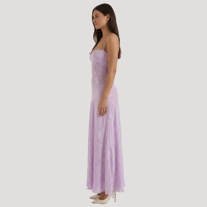 Lace Maxi Dress – Spaghetti Strap Fitted Design – Evening Wear