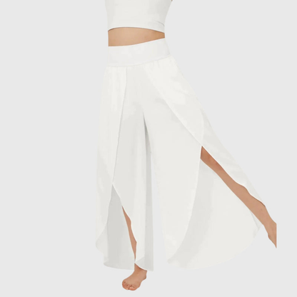 Women’s Elasticated High Waist Wide Leg Split Hem Trousers
