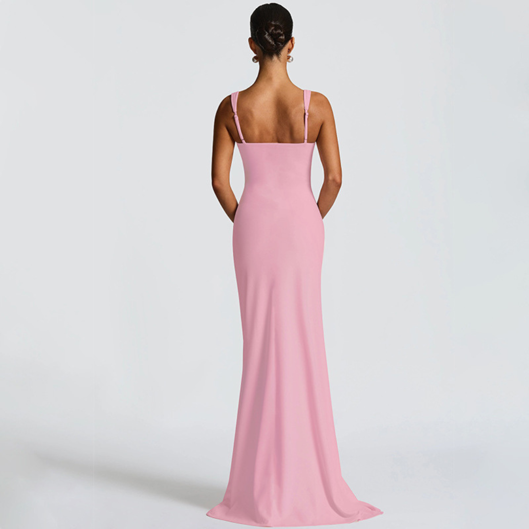 Elegant Square Neck Maxi Dress for Evening Events