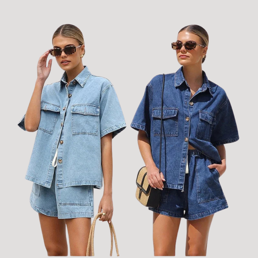 Women’s Denim Shirt and Shorts Co-Ord Set