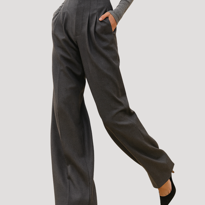 Women's High Waisted Pleated Trousers – Wide Leg Smart Casual Pants