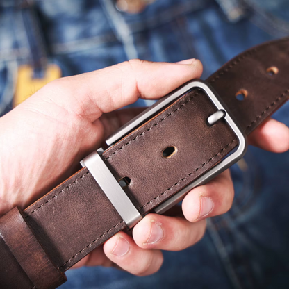 The Full Grain Leather Buckhorn Belt