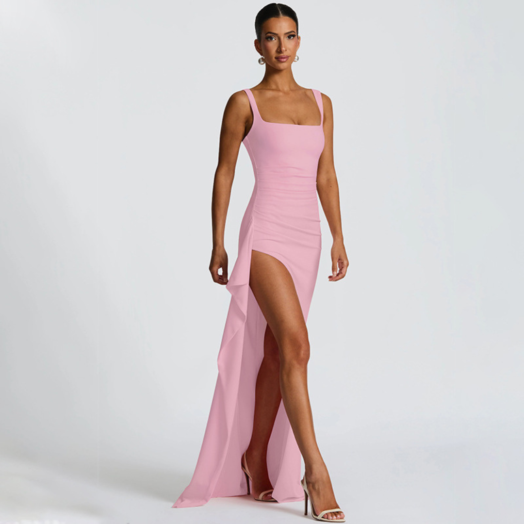 Elegant Square Neck Maxi Dress for Evening Events