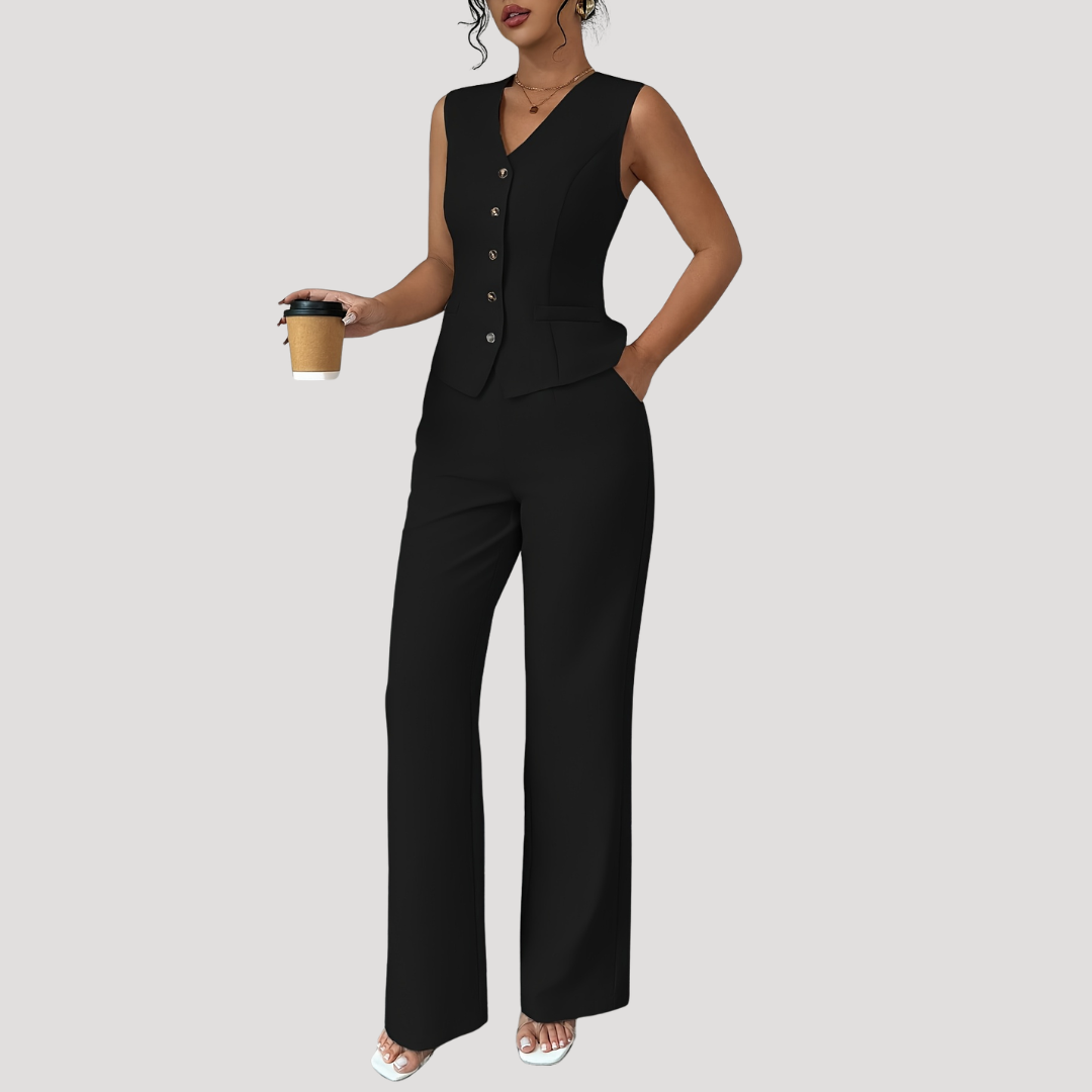 Women’s Elegant Tailored Waistcoat Trouser Co Ord Set