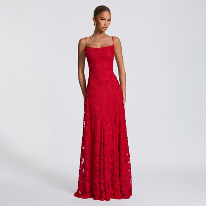 Women’s Elegant A-Line Lace Maxi Dress for Evening Events