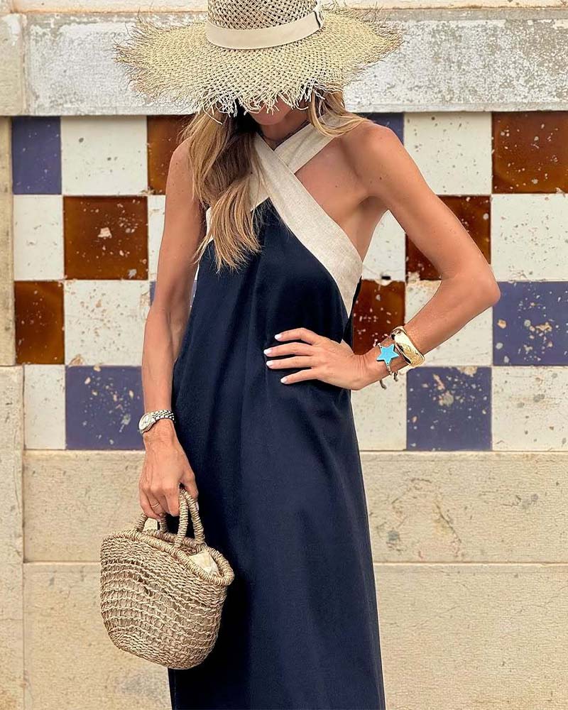 Liese™ | Contrast Cross-Back Dress