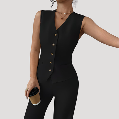 Women’s Elegant Tailored Waistcoat Trouser Co Ord Set