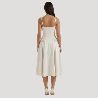 Floral Corset Midi Dress – Fitted Summer Party Dress