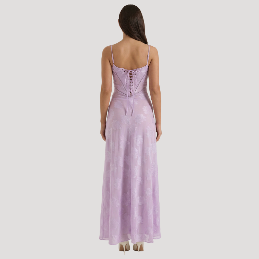 Lace Maxi Dress – Spaghetti Strap Fitted Design – Evening Wear