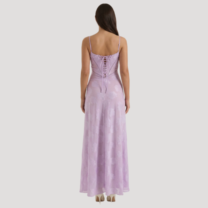 Lace Maxi Dress – Spaghetti Strap Fitted Design – Evening Wear