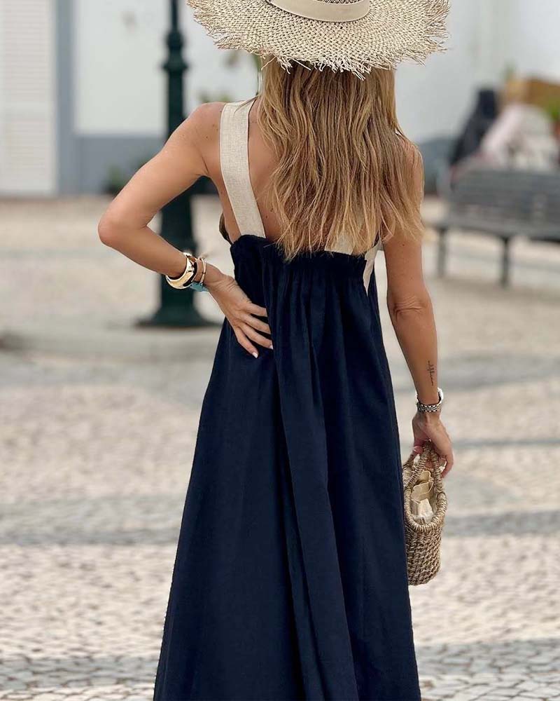 Liese™ | Contrast Cross-Back Dress