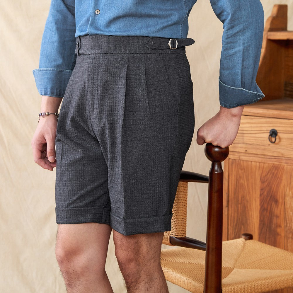 Cagliari Pleated Seersucker Waffle Shorts