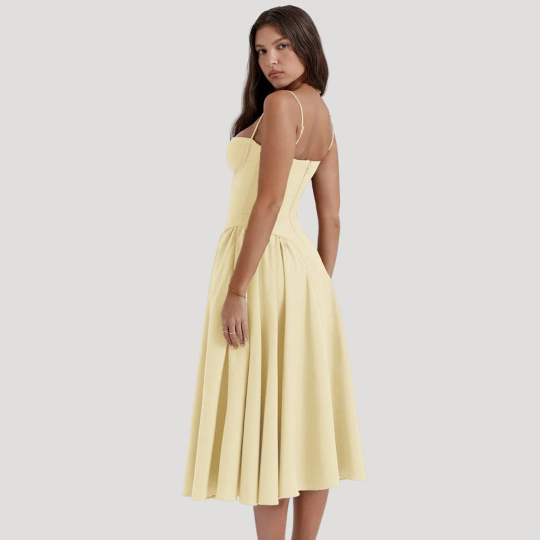 Corset Bodice Midi Dress for Holidays