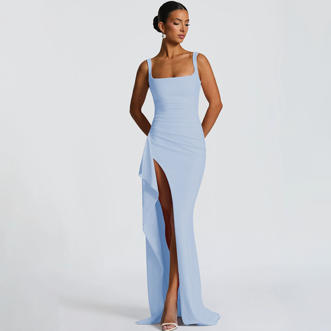 Elegant Square Neck Maxi Dress for Evening Events