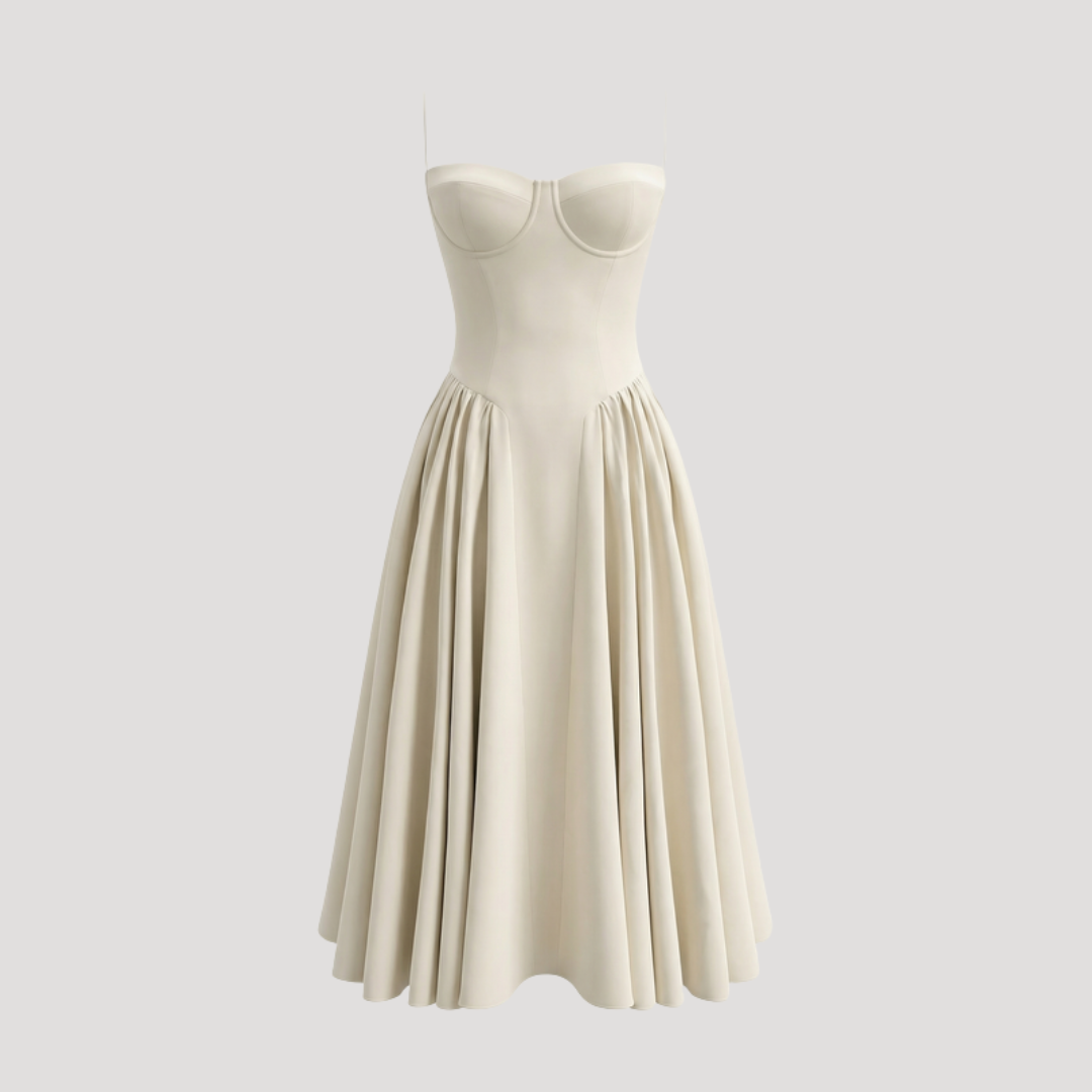 Floral Corset Midi Dress – Fitted Summer Party Dress