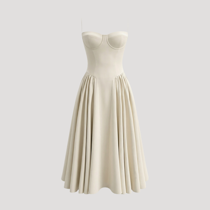 Floral Corset Midi Dress – Fitted Summer Party Dress