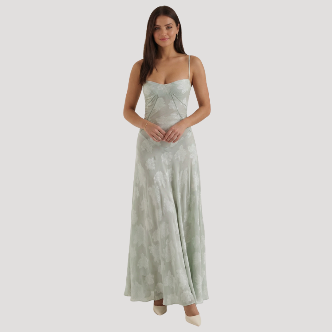 Lace Maxi Dress – Spaghetti Strap Fitted Design – Evening Wear