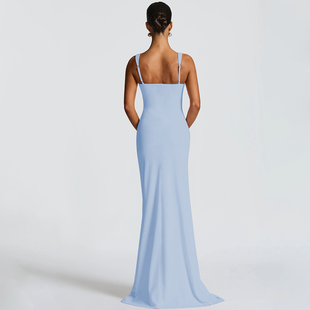 Elegant Square Neck Maxi Dress for Evening Events