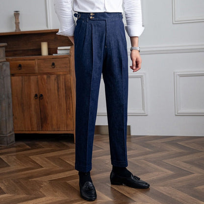 Double Pleat Denim Work Trousers "Rome"