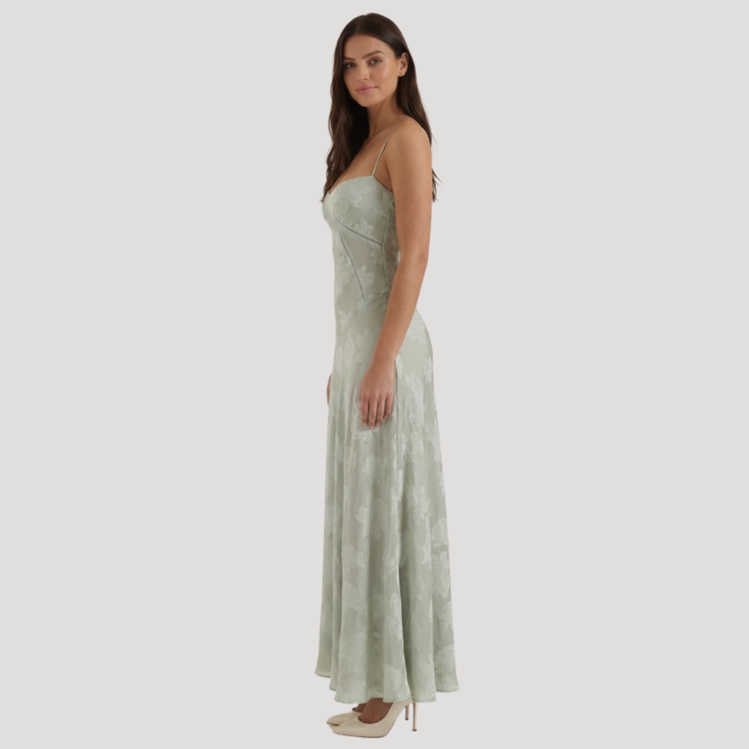 Lace Maxi Dress – Spaghetti Strap Fitted Design – Evening Wear