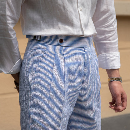 Pleated Airy Seersucker Bermudas St. Tropez