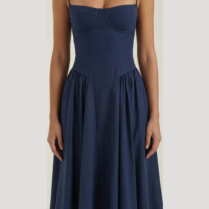 Floral Corset Midi Dress – Fitted Summer Party Dress