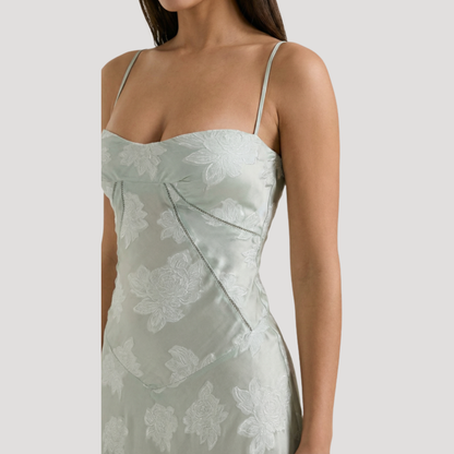 Lace Maxi Dress – Spaghetti Strap Fitted Design – Evening Wear