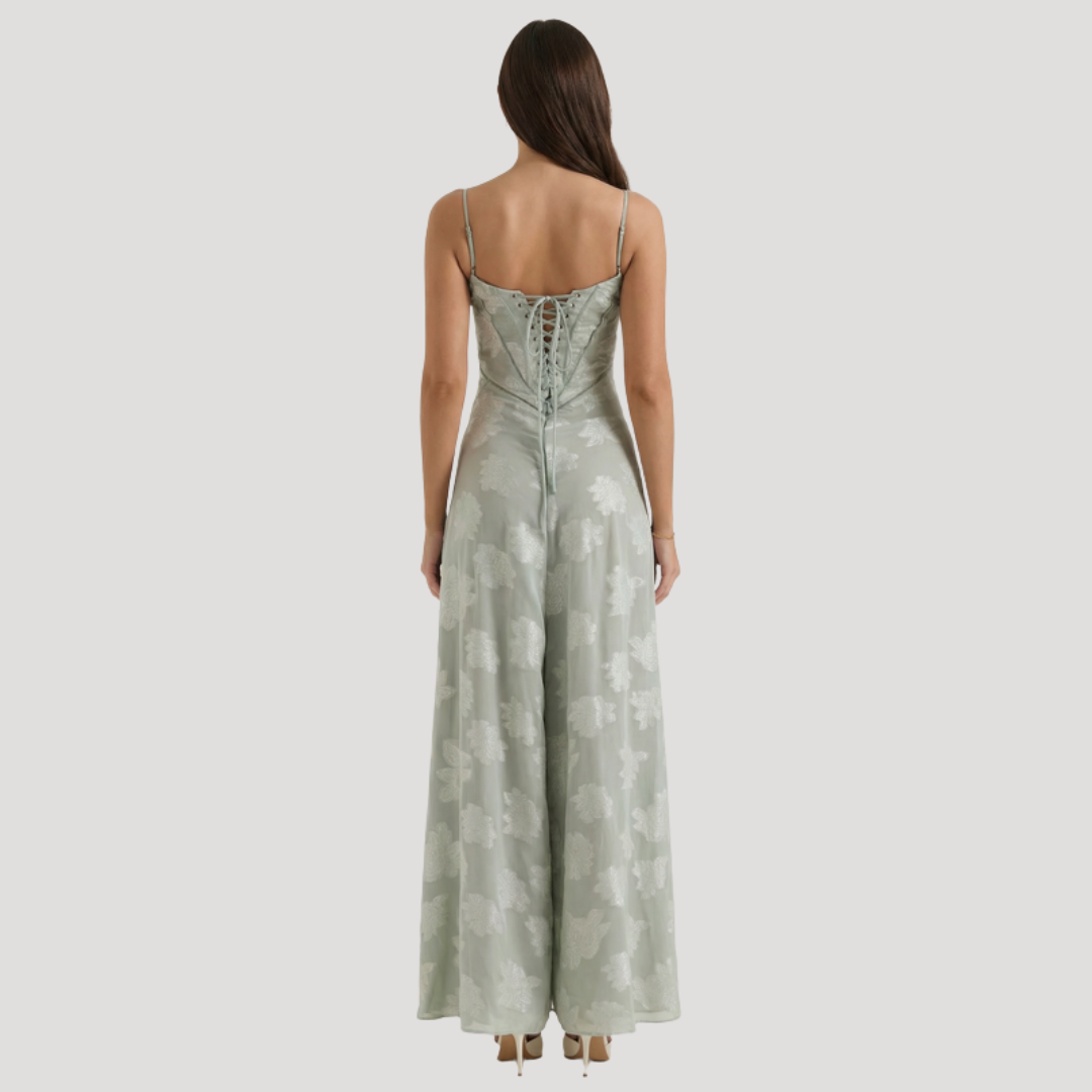 Lace Maxi Dress – Spaghetti Strap Fitted Design – Evening Wear