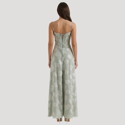 Lace Maxi Dress – Spaghetti Strap Fitted Design – Evening Wear