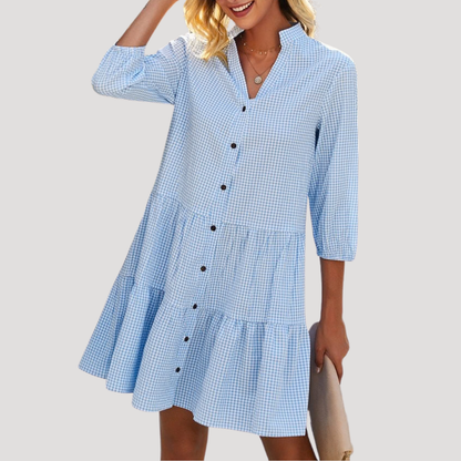 Gingham Shirt Dress with Button Front for Warm Weather Days